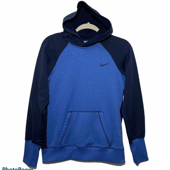 NIKE Therma Fit Blue color block Fleece Hoodie M - Picture 1 of 10